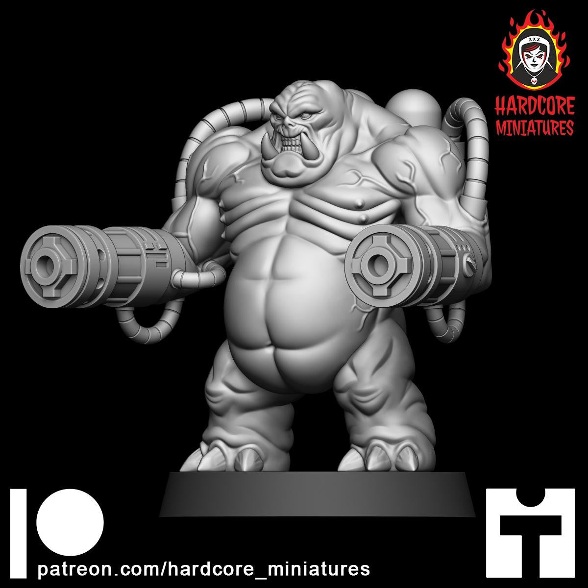 Mancubus Fat Demon Firing Front modular 32mm dnd miniature Martian Trooper doom