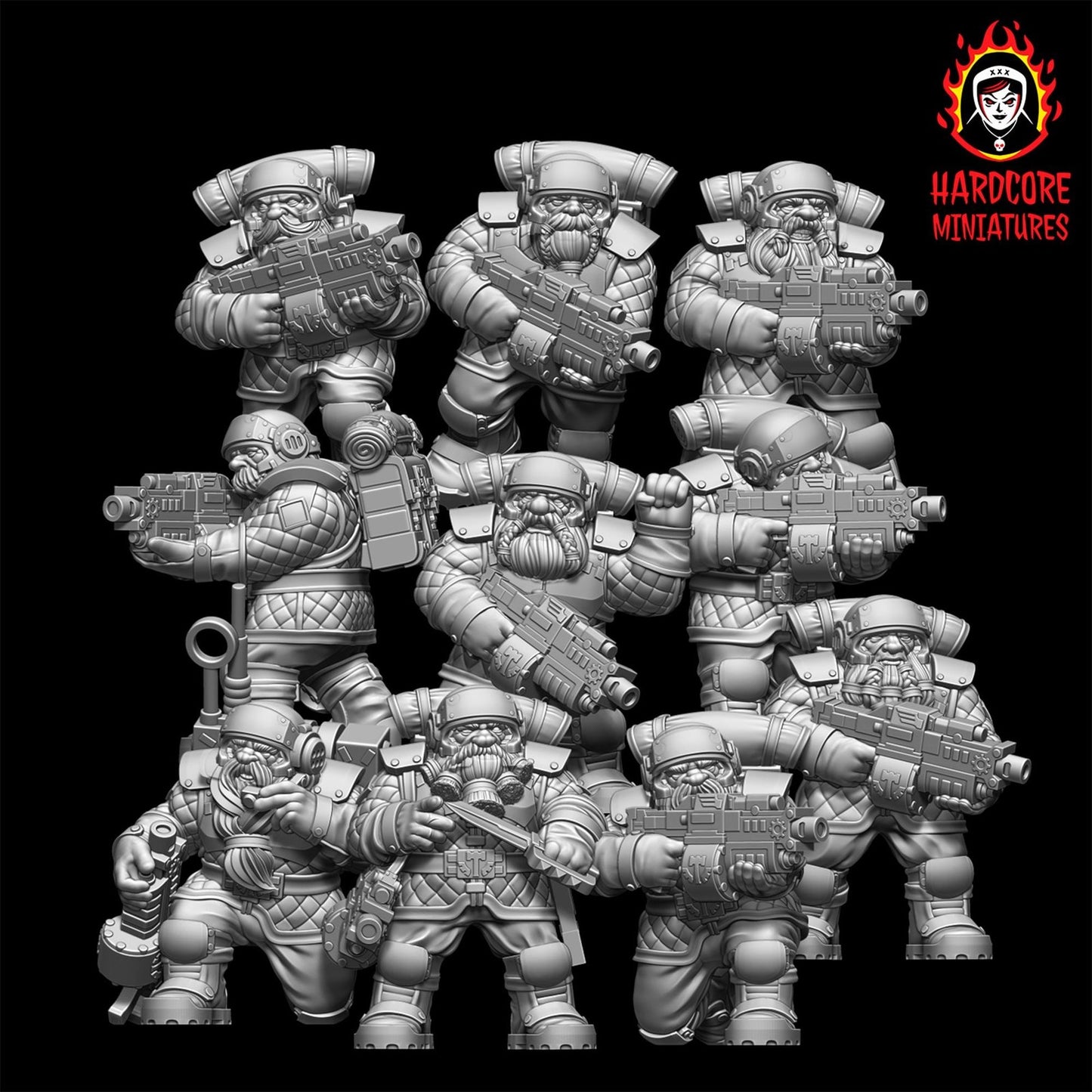Space Dwarves Veterans Bolters 28mm army builder set 1 3d printed minis tableto