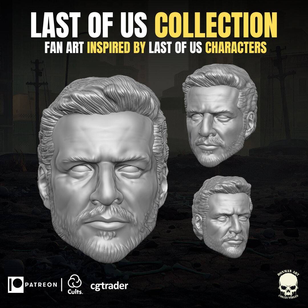 Joel Miller last of us head sculpt GI Joe Classified 1/12 scale head unpainted
