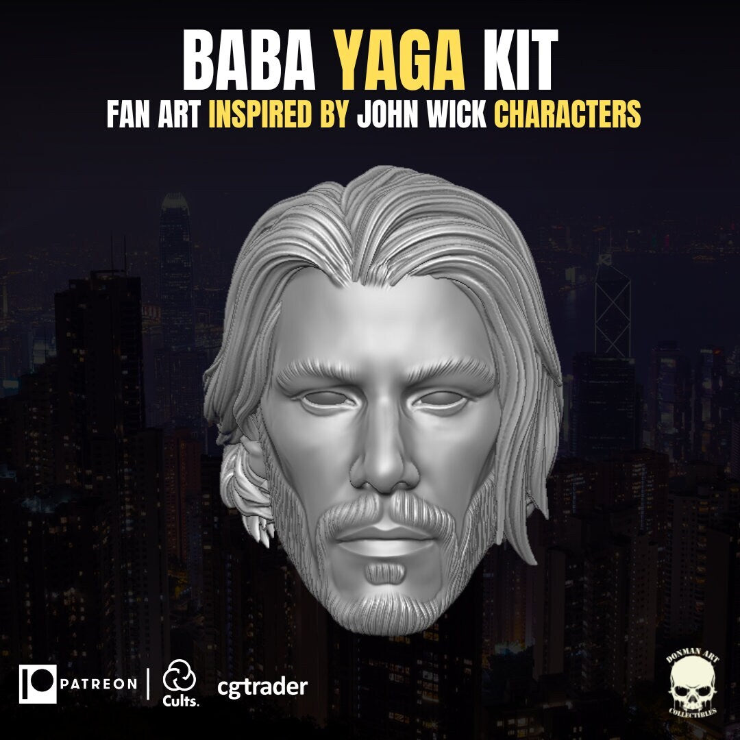 John Wick Head Sculpt: Baba Yaga Kit, 1/12 Scale Unpainted