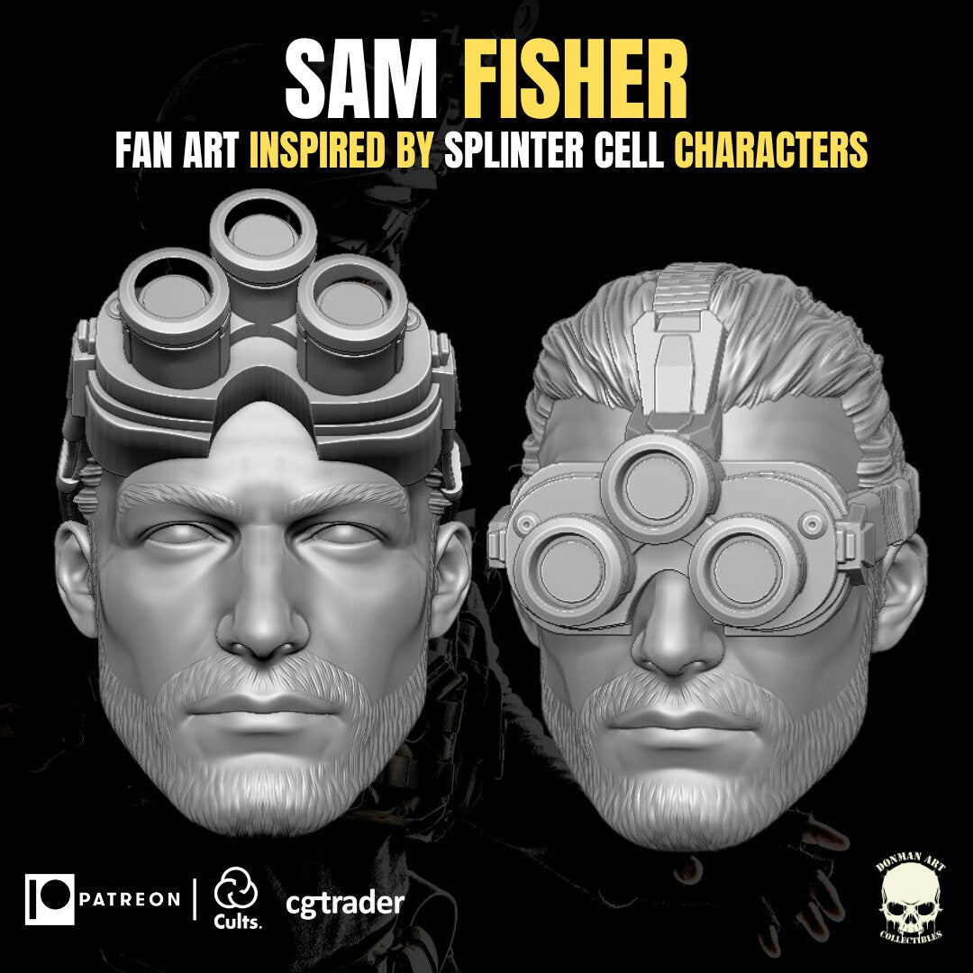 Sam Fisher Splinter Cell Head: 1/12 Scale Unpainted Figure