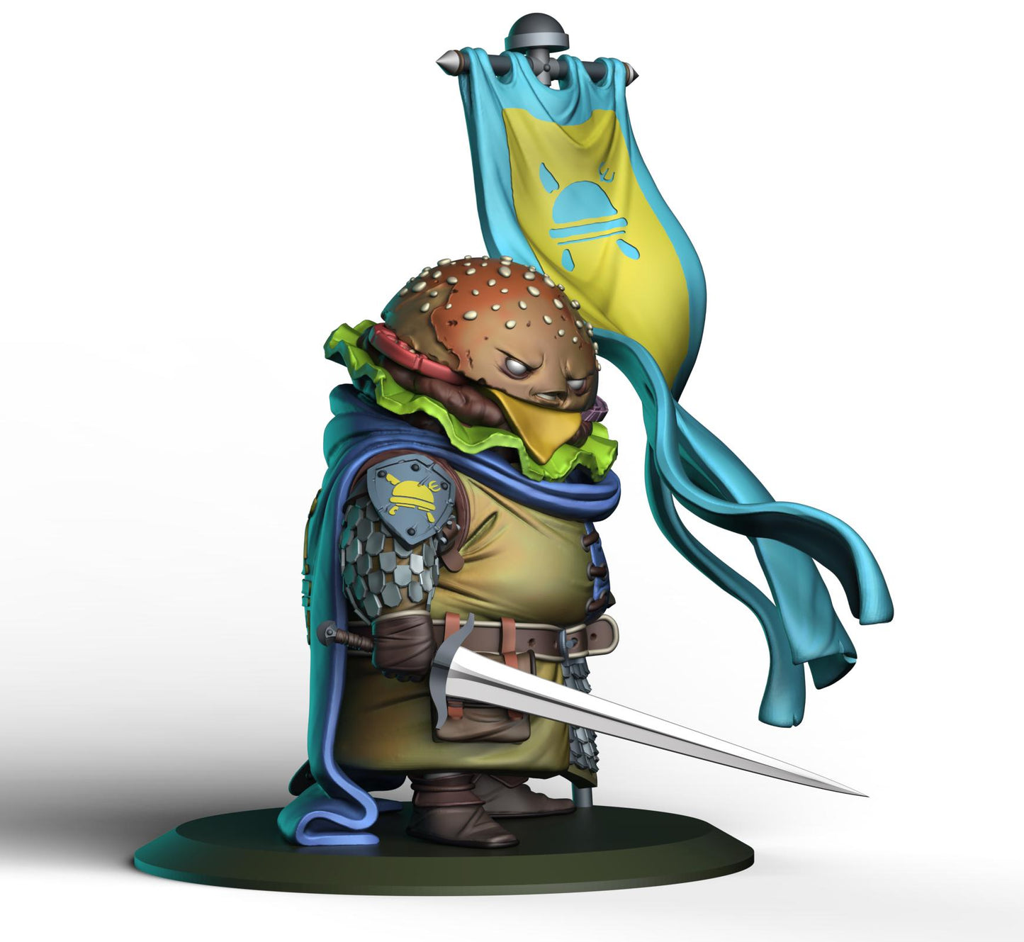 Cheeseburger Bannerman--Food Fight! tabletop gaming DnD 32mm | 75MM