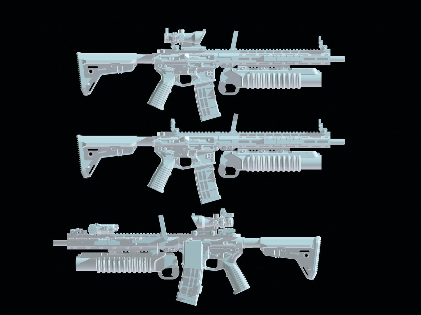 Ar-15 with M203 grenade launcher Toy Rifles for toy action figures 1:12 6" Scal