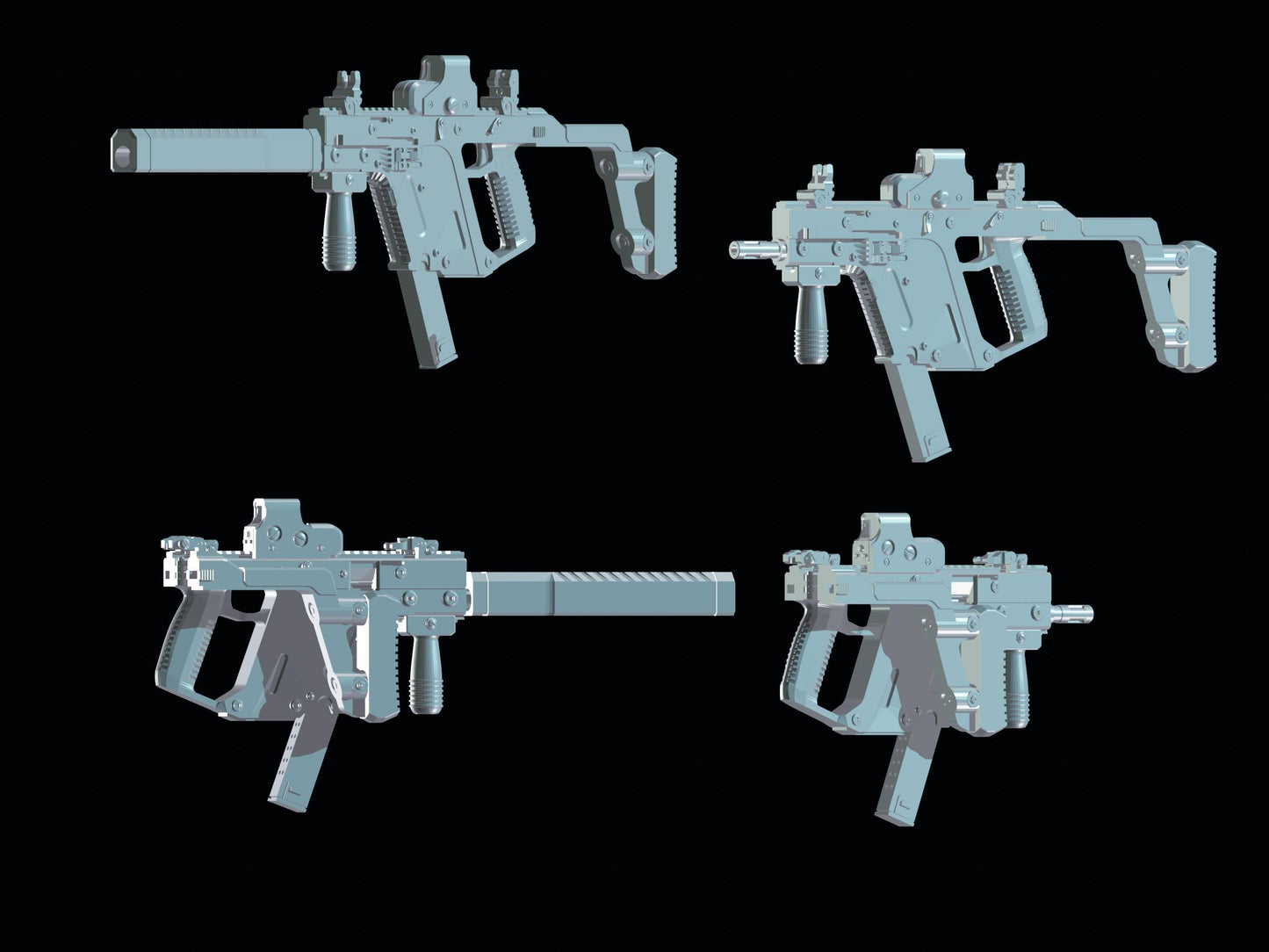 1/12 Scale Kriss Vector SMG: Toy Rifle Accessory for Action Figures
