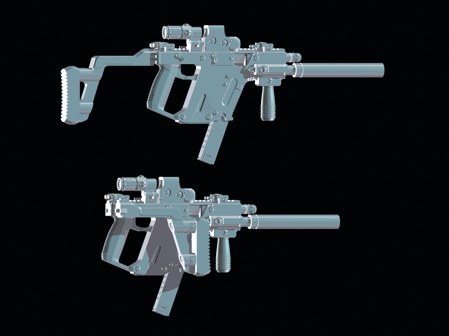 1/12 Kriss Vector round Suppressor Assault Rifle SMG 1:12 Toy Rifles for toy ac