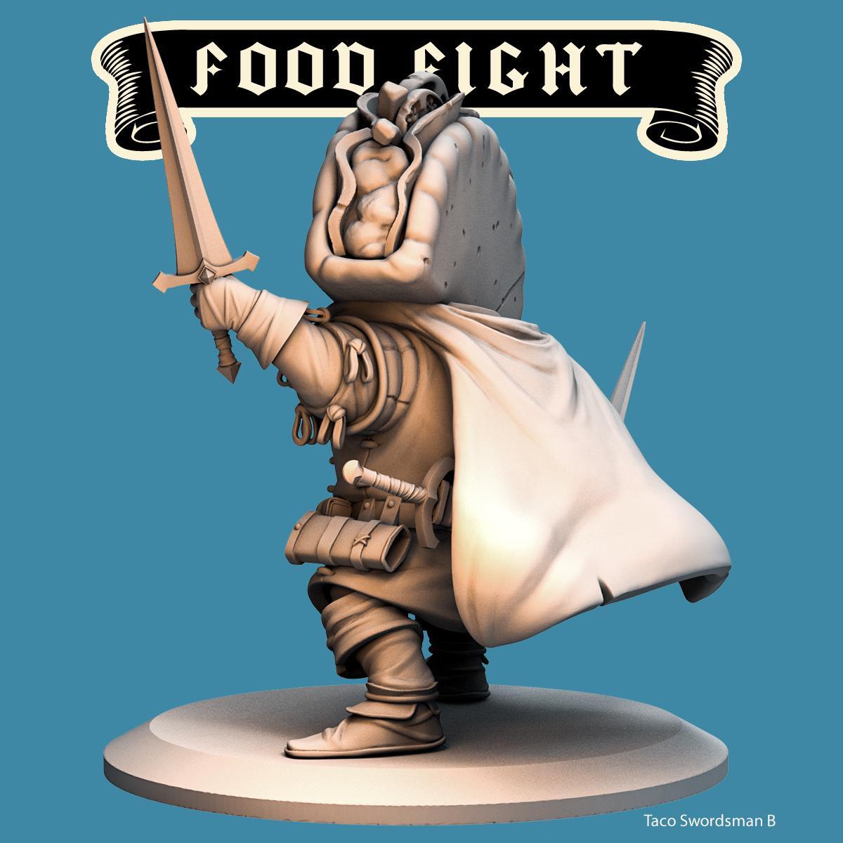 Taco Swordsman -- Food Fight! tabletop gaming DnD 32mm | 75MM
