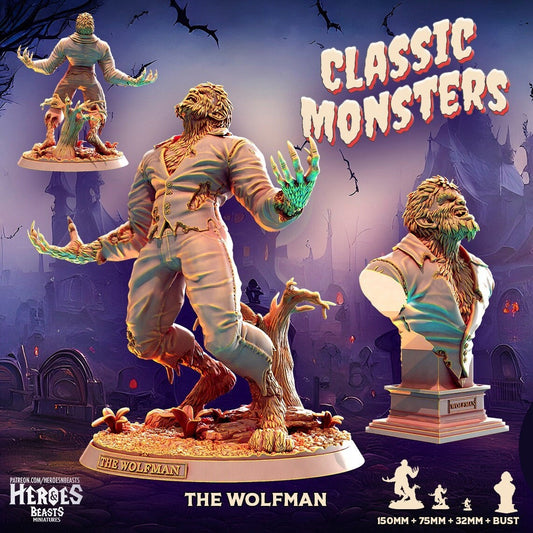 Wolfman | Monster Miniature | Heroes & Beasts | Classic Movie Monsters | DnD |