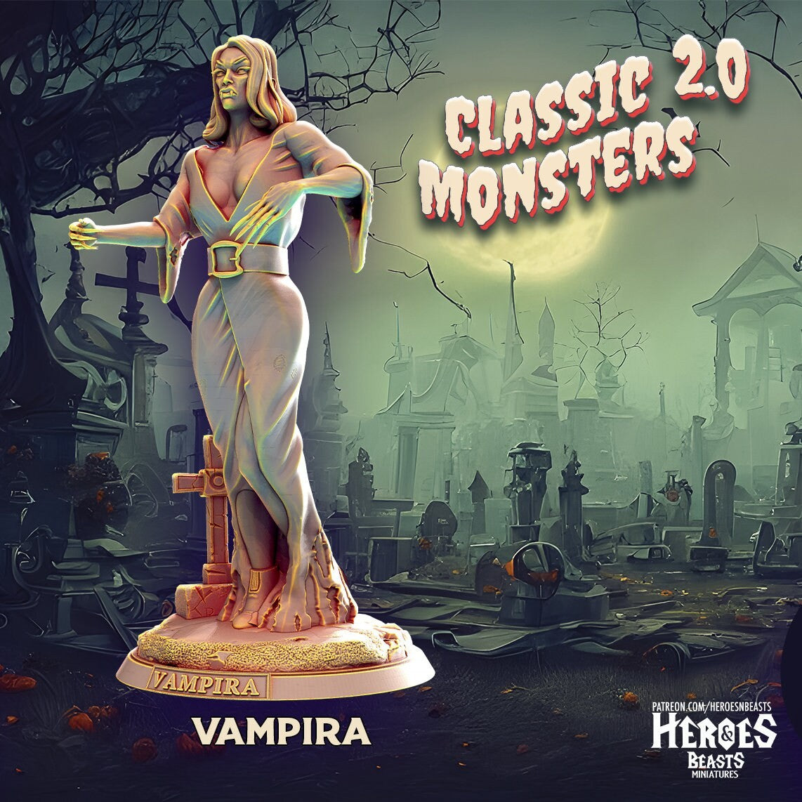 Vampira | Miniature | Heroes & Beasts | Classic Movie Monsters | DnD | Tabletop