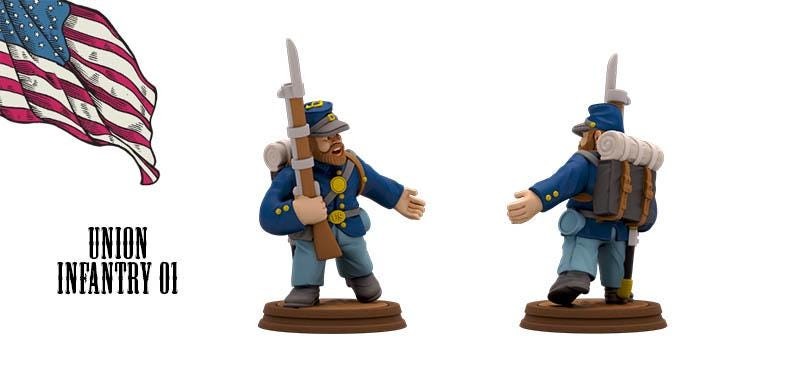 Union Infantry Miniature Set: American Civil War Tabletop RPG - 15mm/18mm/28mm/