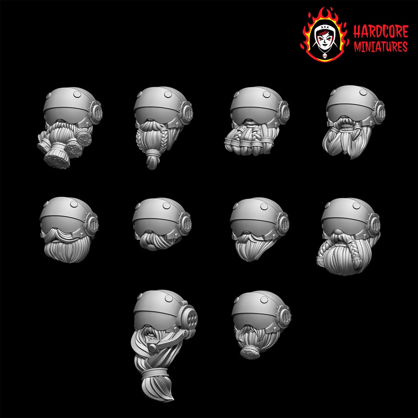 Space Dwarves Veterans Visor Heads 28mm army builder set 1 3d printed minis tab