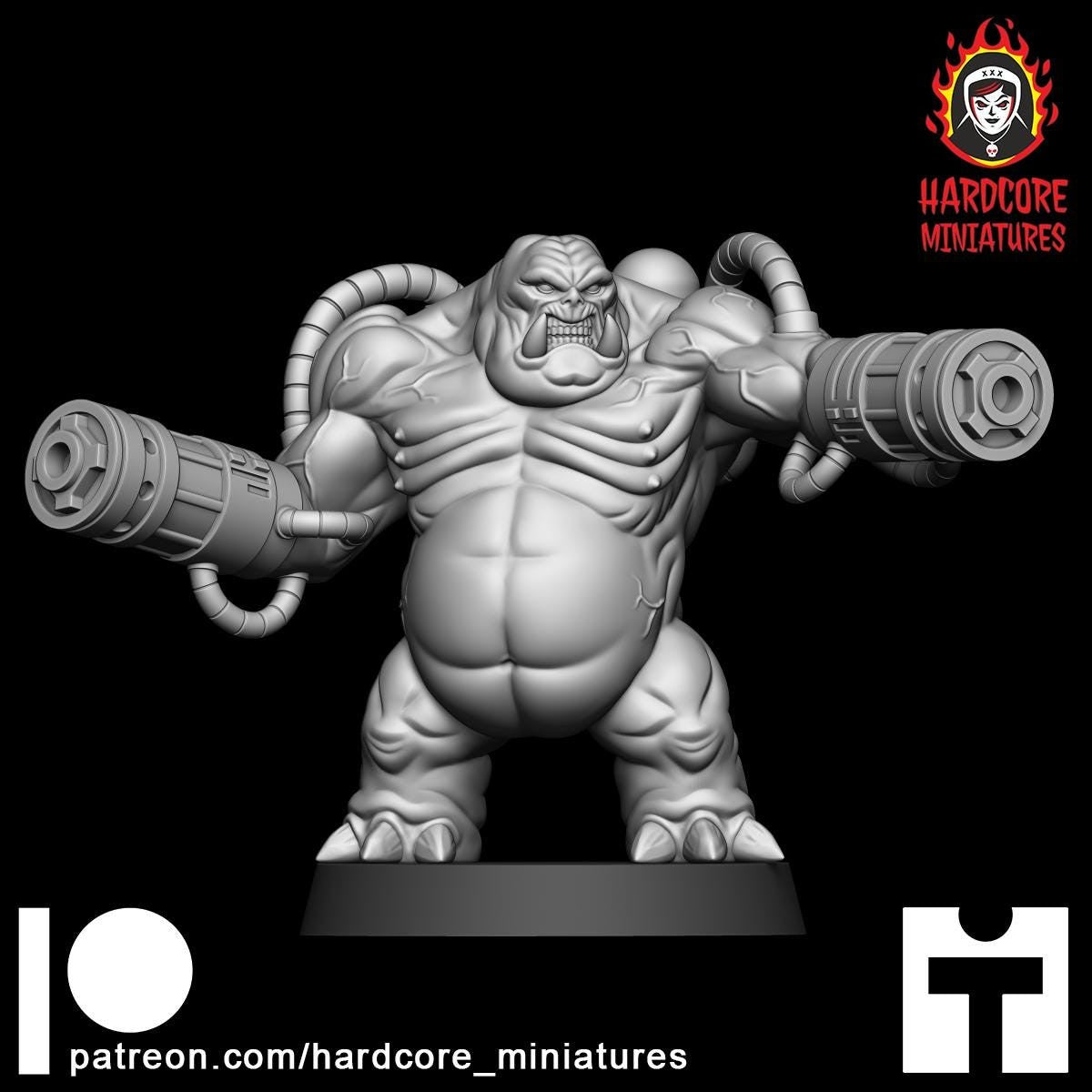 Mancubus Fat Demon Firing left modular 32mm dnd miniature Martian Trooper doom