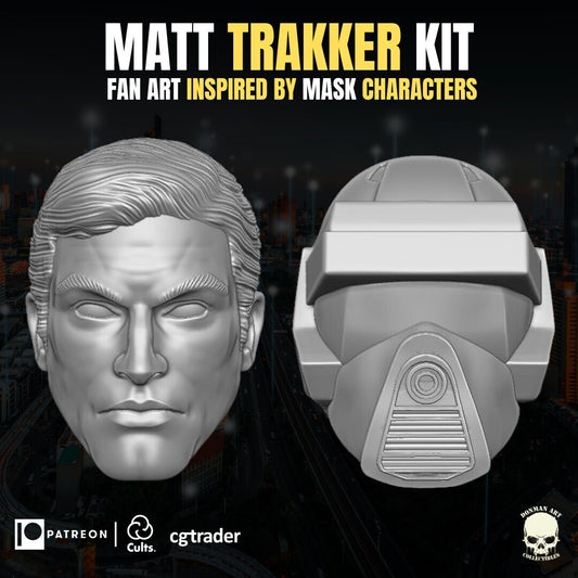 M.A.S.K. Matt Trakker head and helmet sculpt GI Joe Classified 1/12 scale head
