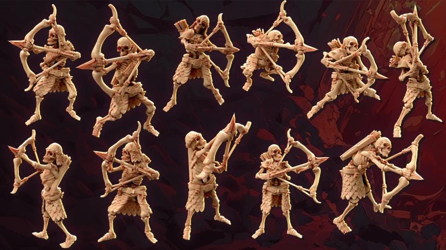 Graveshot Archers Legion Of Bones : 32mm table top mini army builder Skeleton A