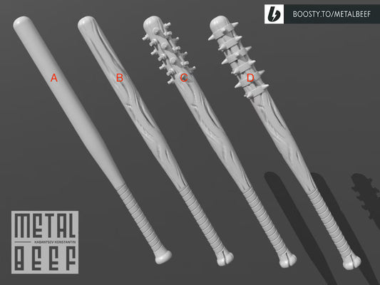 1/12 Scale Baseball or Spiked Bat: Toy Accessory