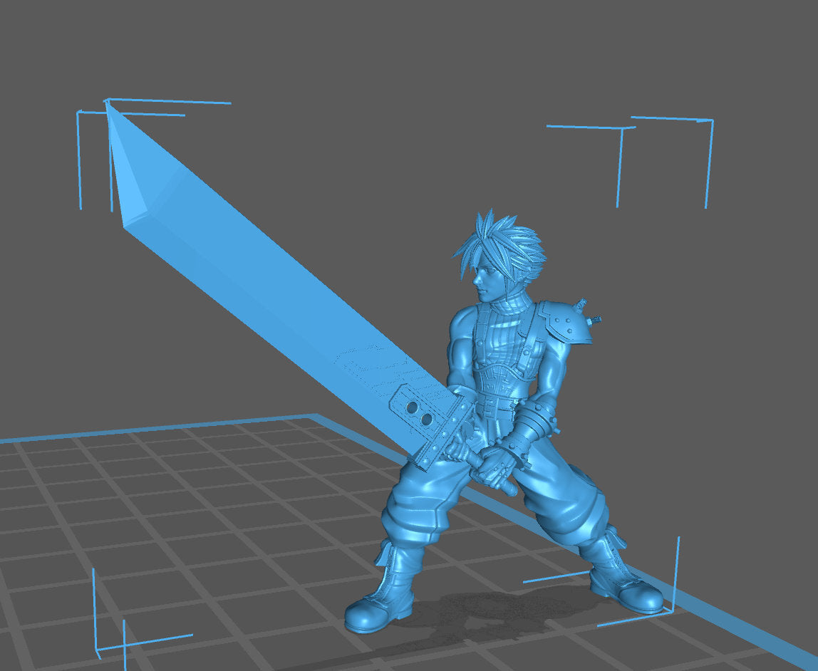 Cloud guy from fantasy 7 Ultima game 32mm dnd miniature