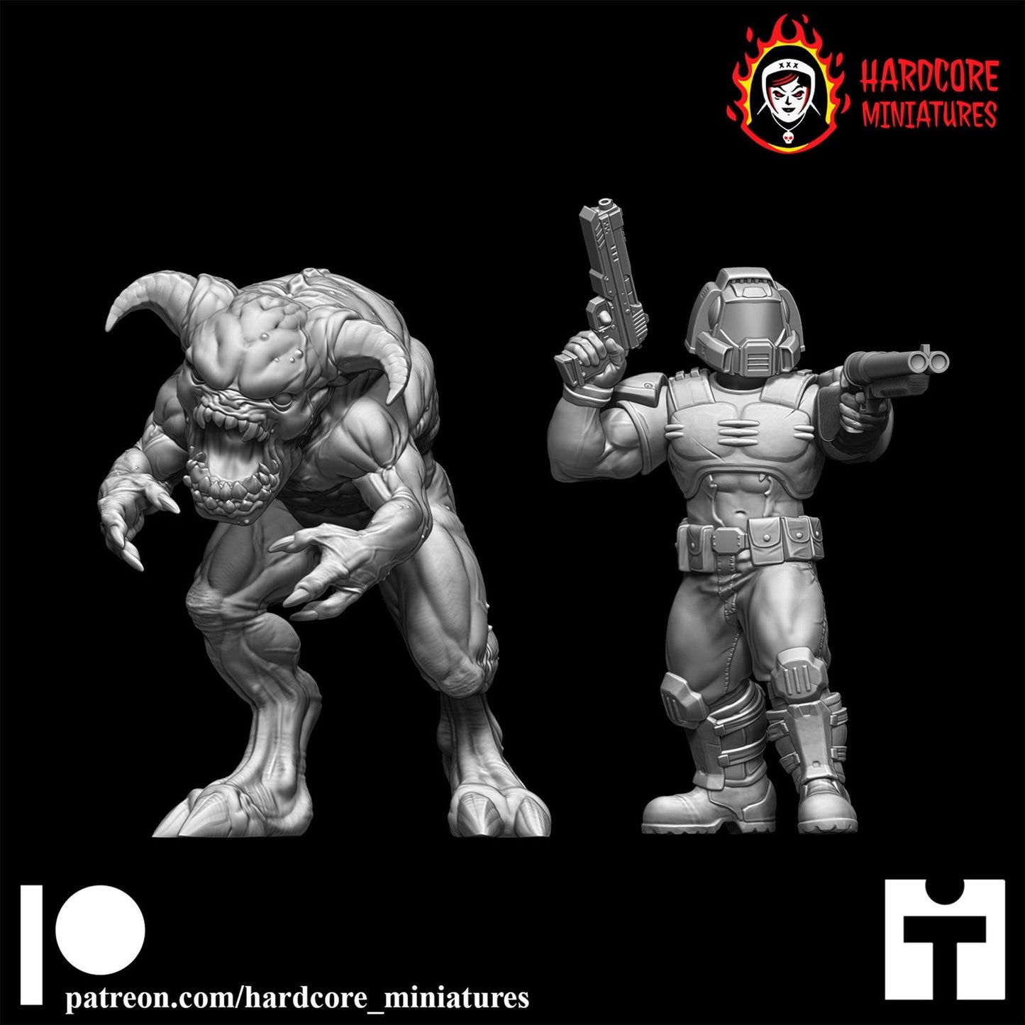 Pink Demons modular Set 32mm dnd miniature pinky doom video game2