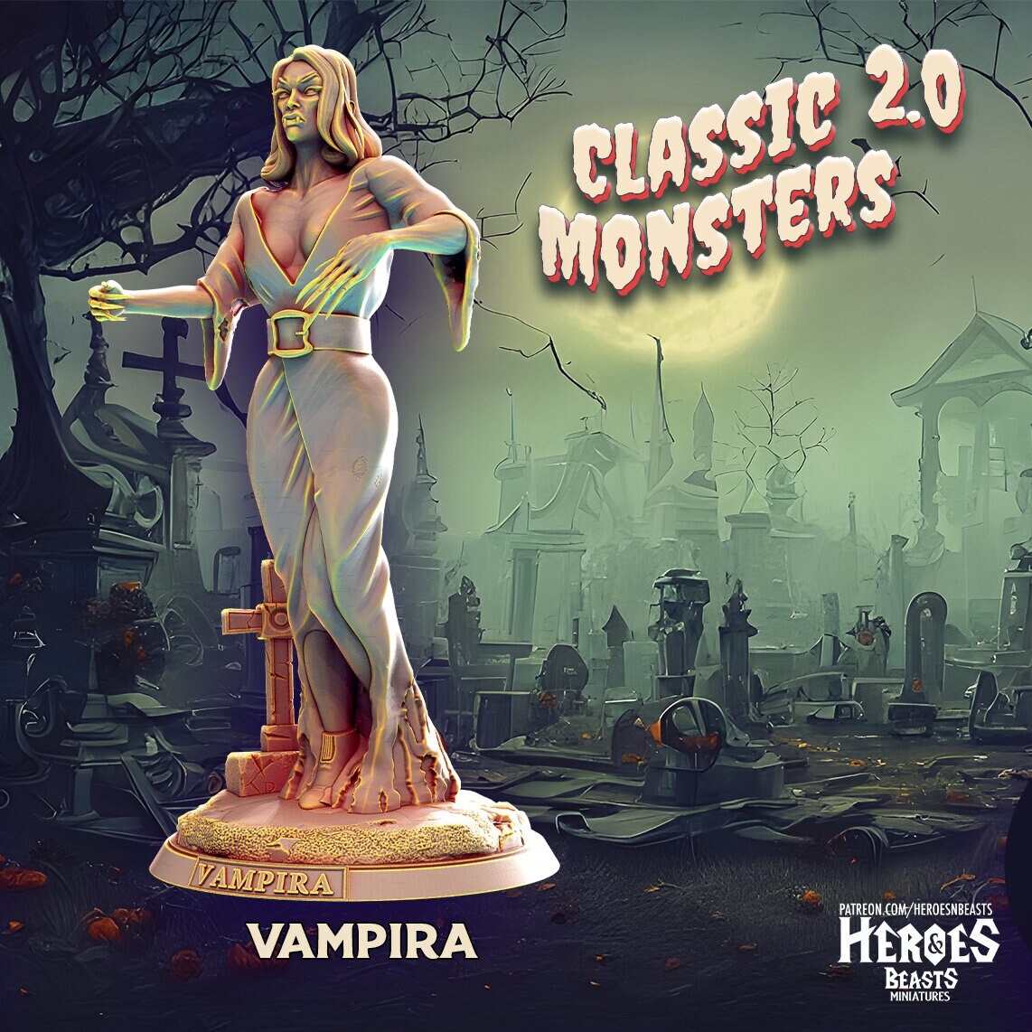 Vampira | Miniature | Heroes & Beasts | Classic Movie Monsters | DnD | Tabletop
