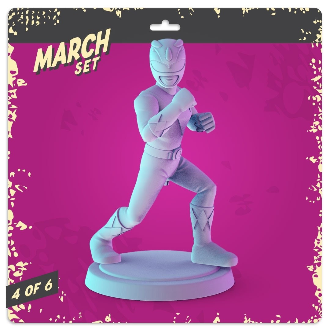 Power Rangers 3d printed mini's Popmini 34mm nostalgia DND gaming table top