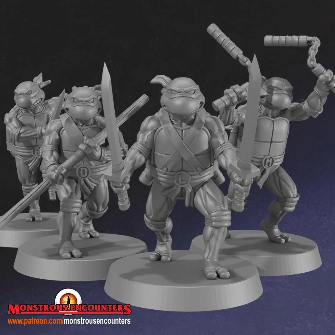 Teenage Mutant Ninja Turtles TMNT Miniatures - complete set 32mm Dioramas, tabl