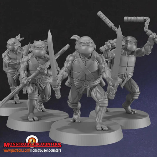 Teenage Mutant Ninja Turtles TMNT Miniatures - complete set 32mm Dioramas, tabl