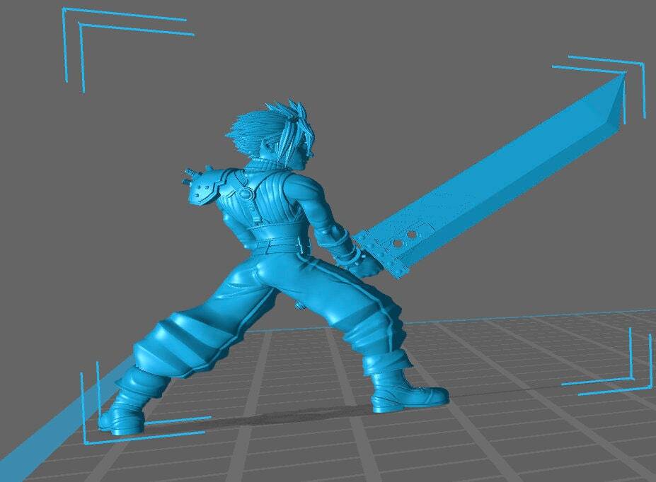Cloud guy from fantasy 7 Ultima game 32mm dnd miniature