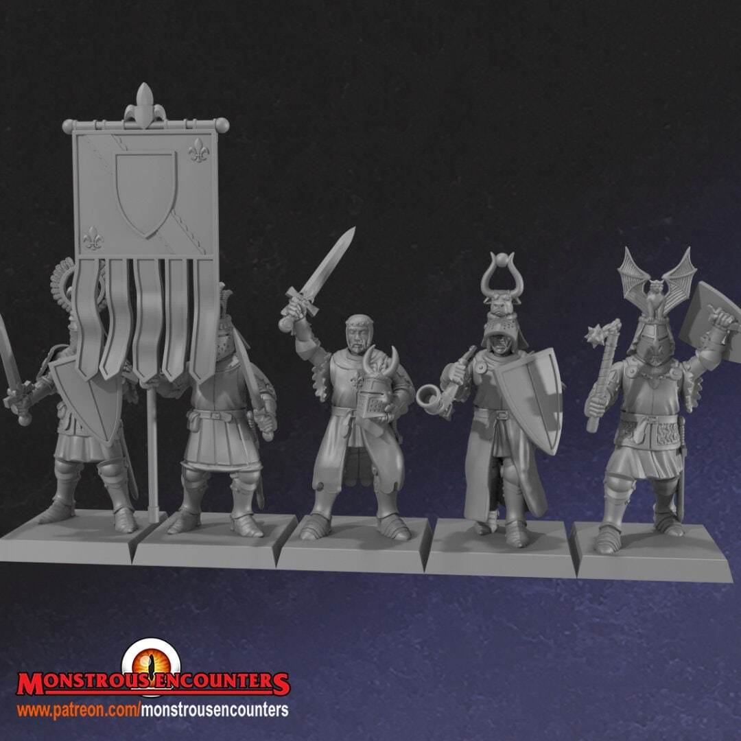 Breton Foot Knights Unit 28mm army builder set 1 3d printed minis tabletop bret