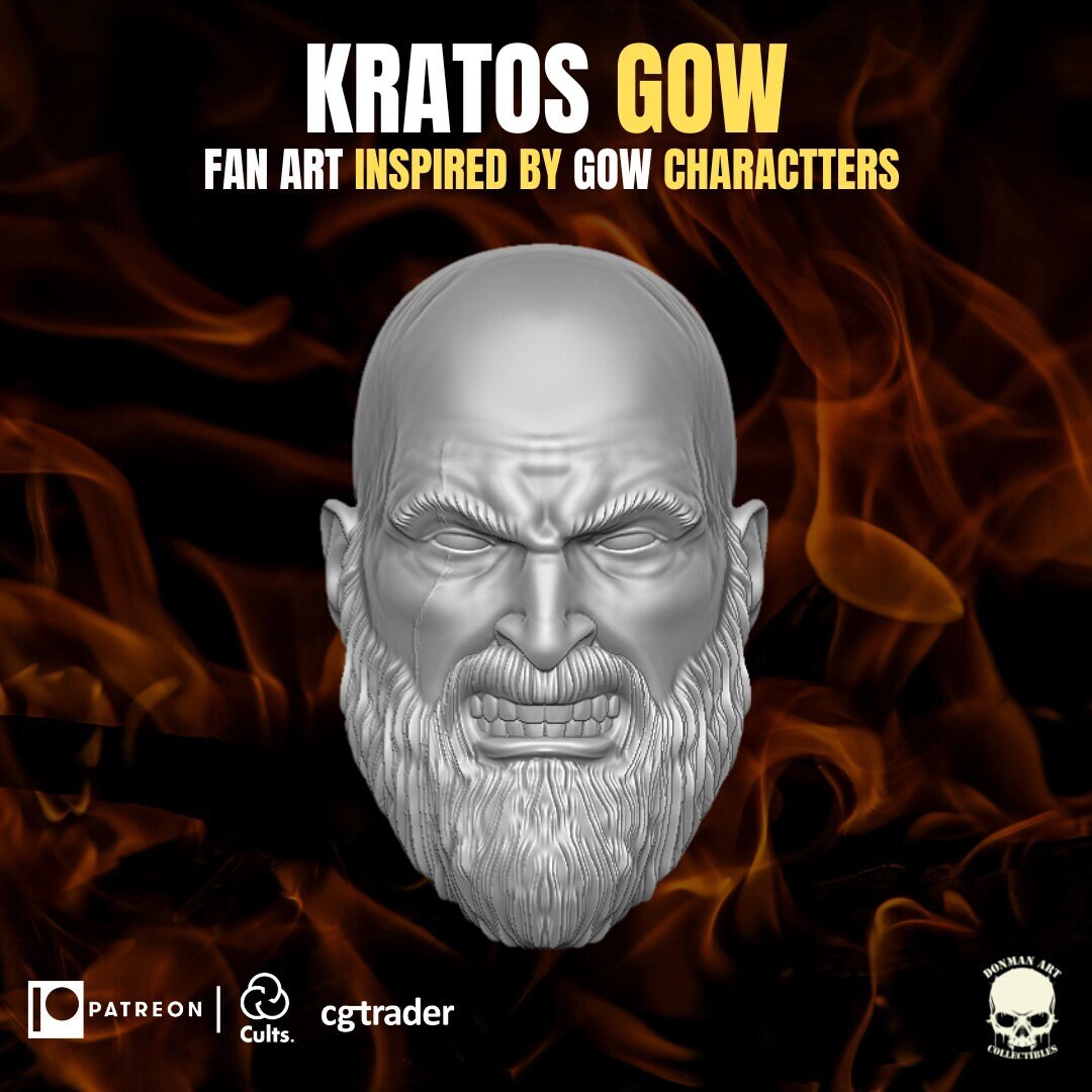 Kratos God of War head GI Joe Classified 1/12 scale head unpainted 1:12 mezco,