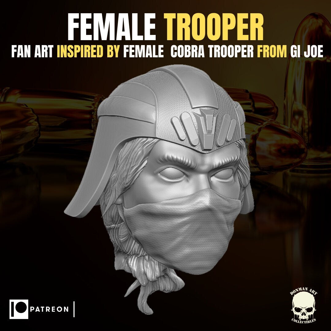 female Cobra trooper head, trooper builder, GI Joe Classified 1/12 scale head u