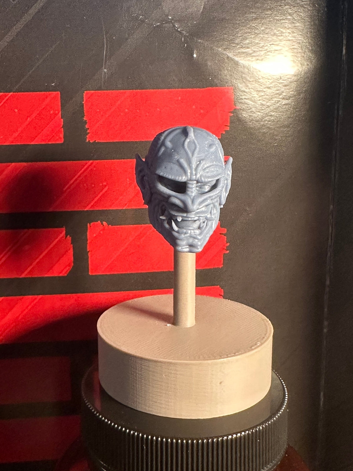 Unpainted Oni Mask Head: 1/12 Scale Action Figure Accessory