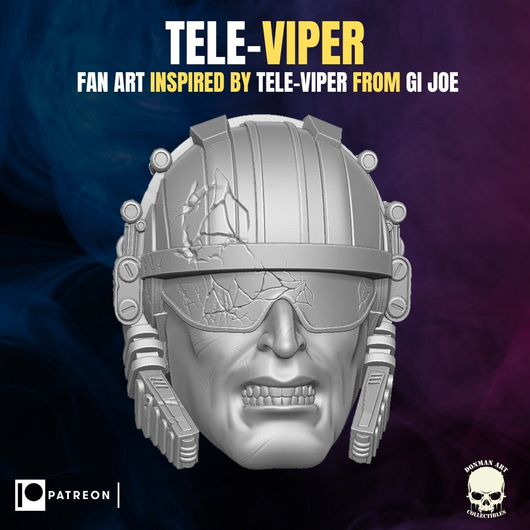 Tele viper trouble bubble G.I. Joe 1:12 head sculpt 3d printed resin