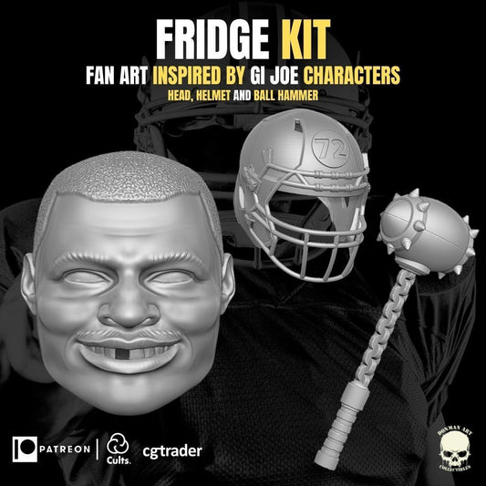 Refrigerator Perry kit, the fridge GI Joe Classified 1/12 scale head unpainted