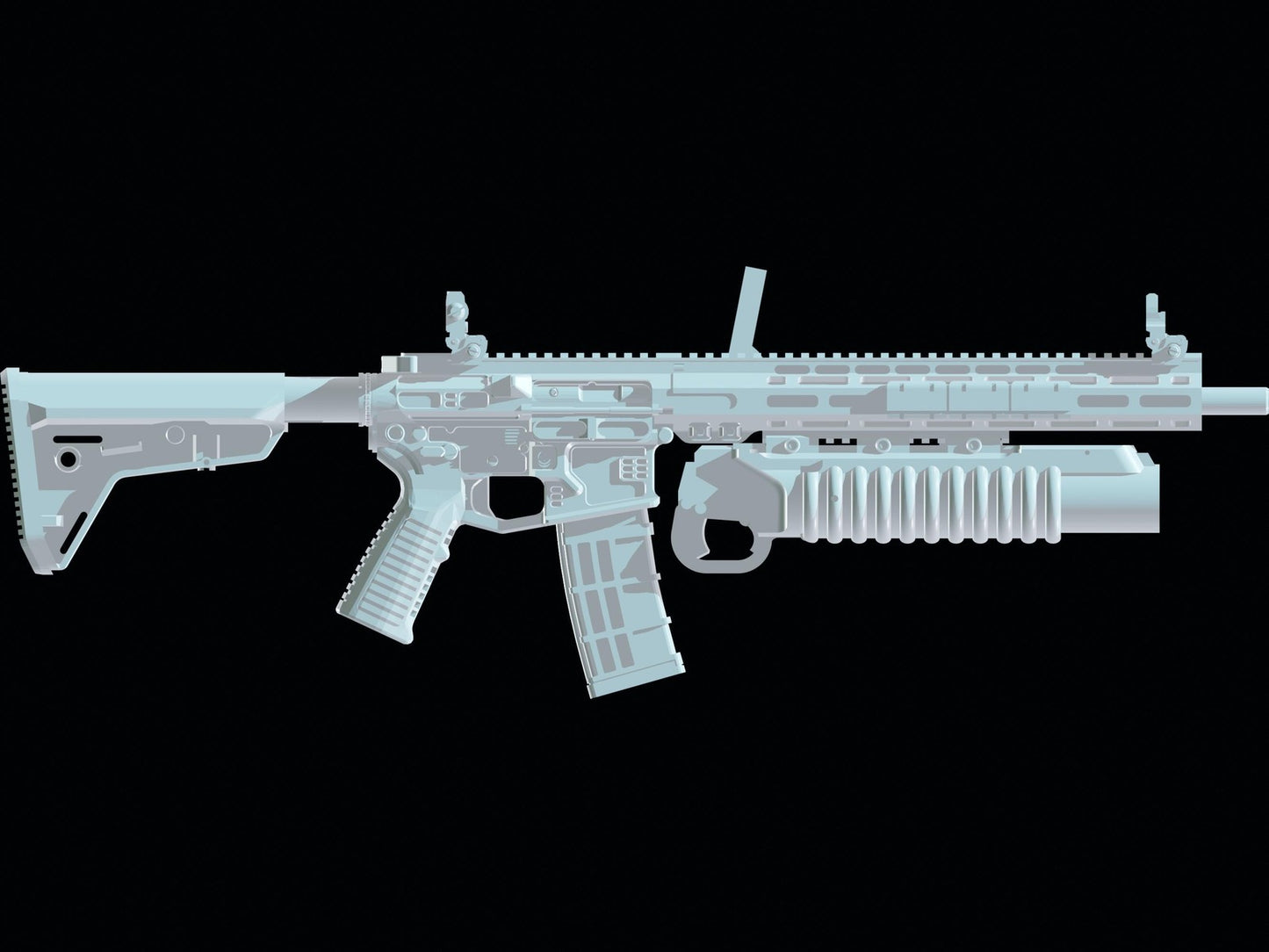 Ar-15 with M203 grenade launcher Toy Rifles for toy action figures 1:12 6" Scal