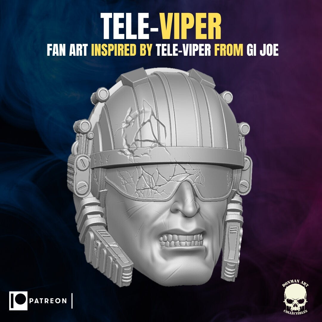 Tele viper trouble bubble G.I. Joe 1:12 head sculpt 3d printed resin