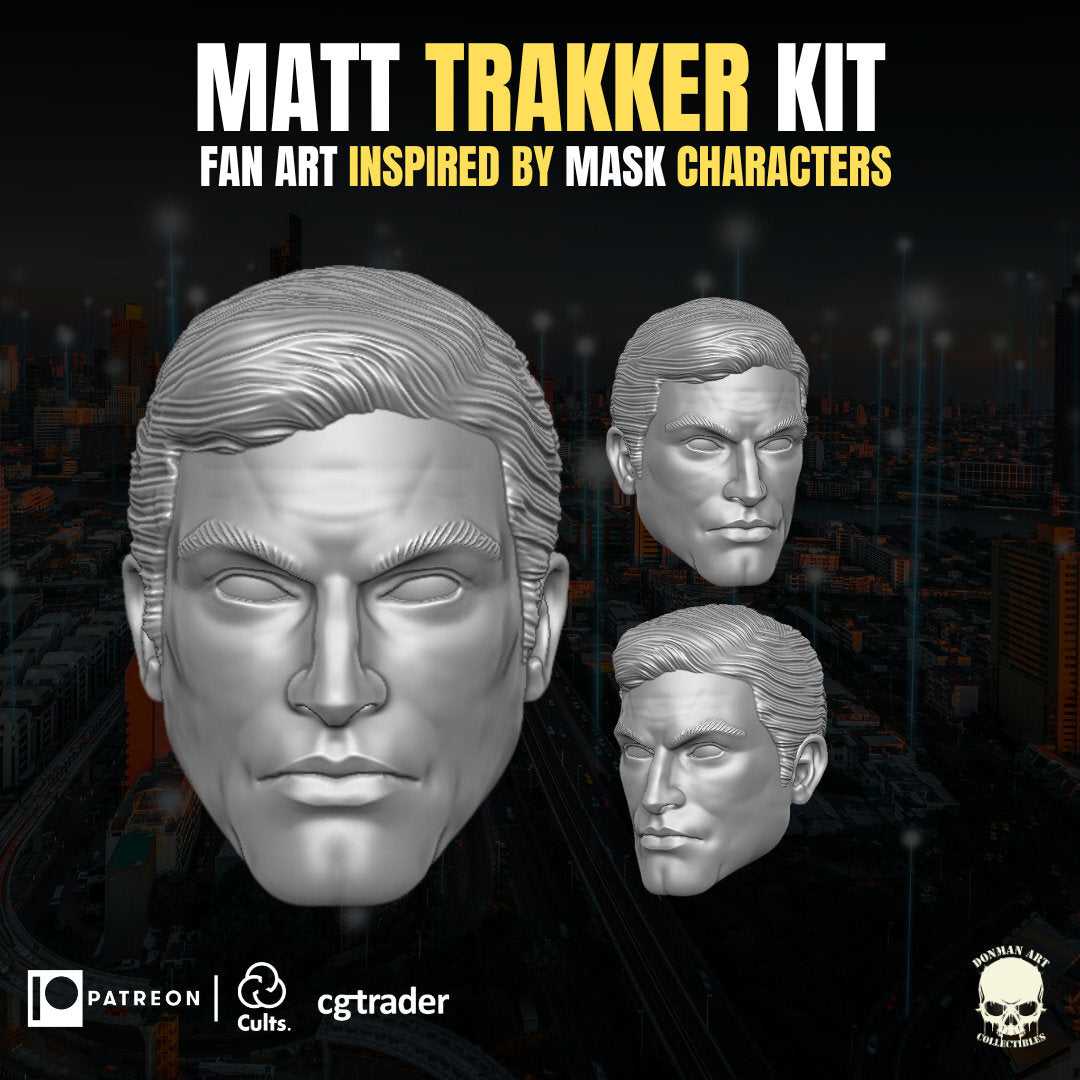 M.A.S.K. Matt Trakker head and helmet sculpt GI Joe Classified 1/12 scale head
