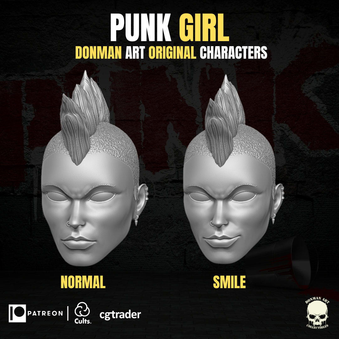 Punk Girl dreadnok Zarana head GI Joe Classified 1/12 scale head unpainted 1:12