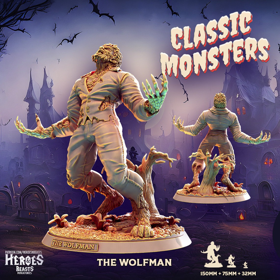 Wolfman | Monster Miniature | Heroes & Beasts | Classic Movie Monsters | DnD |