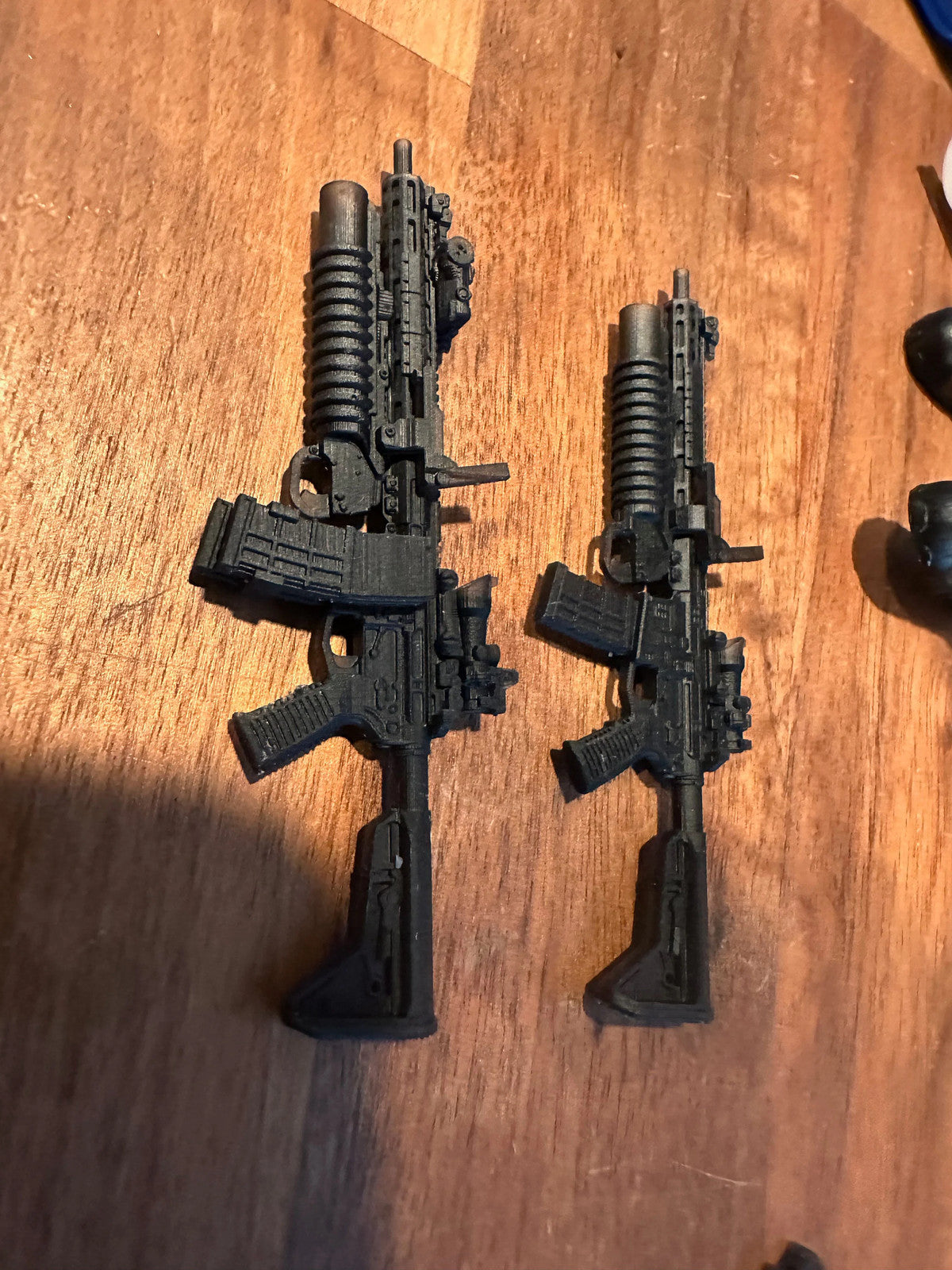 1/12 AR-15 with M203 grenade Launcher Assault Rifle 2 pack 1:12 Scale Toy Acces