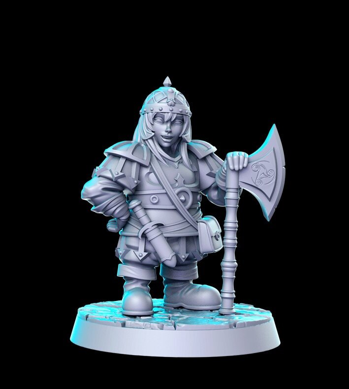 HeroQuest female Dwarf - Miniatures Unpainted 32mm Dungeons and Dragons