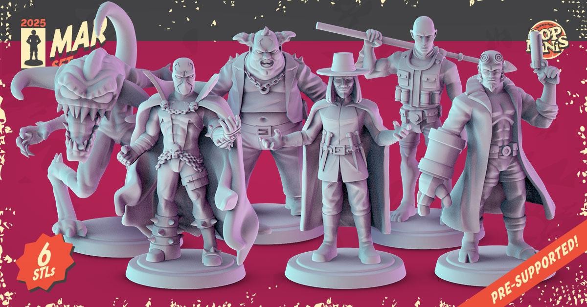Spawn, Hellboy, V for Vendetta Miniatures: 36mm Resin Diorama Set
