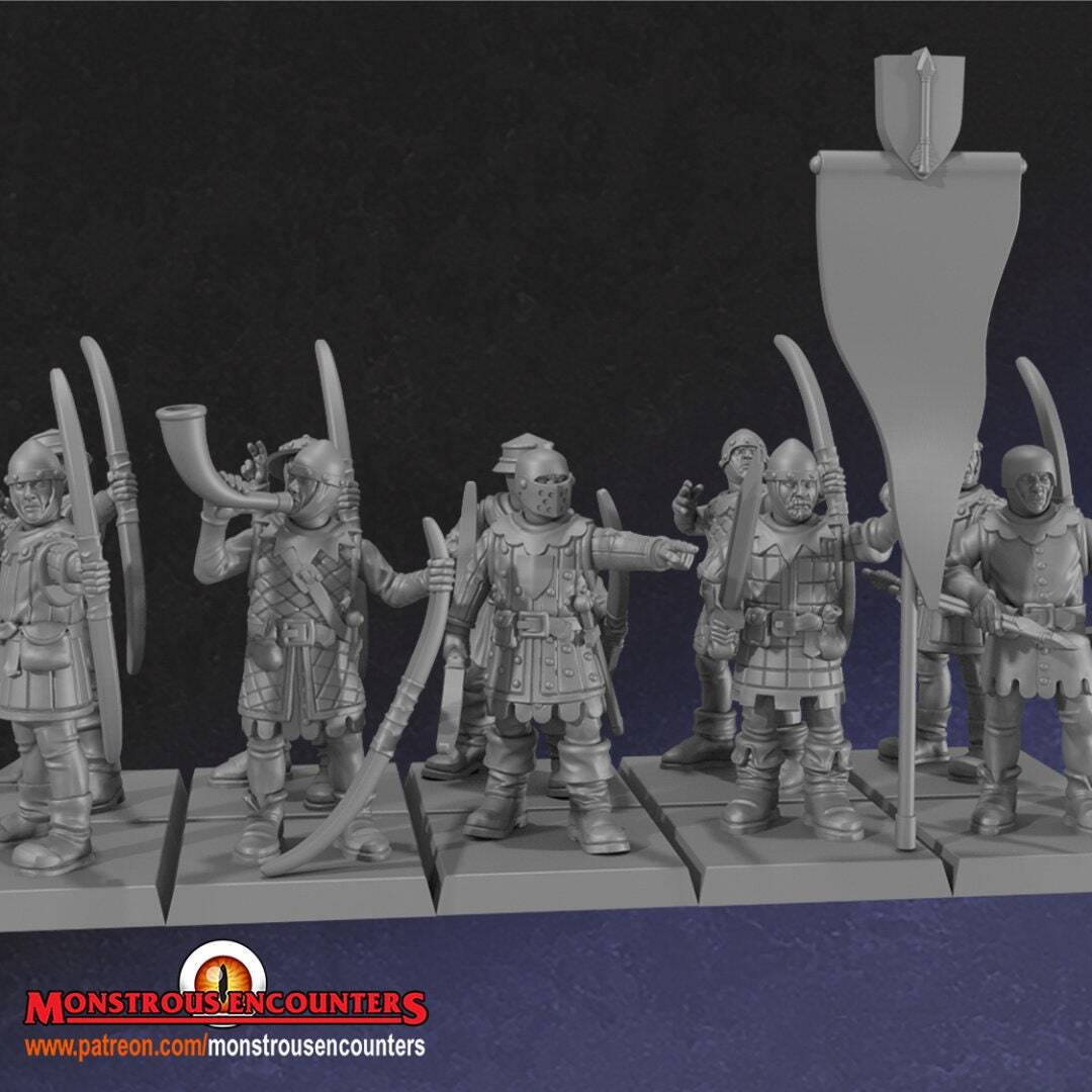 Breton Bowmen unit 28mm army builder 3d printed minis tabletop bretonnia oldham