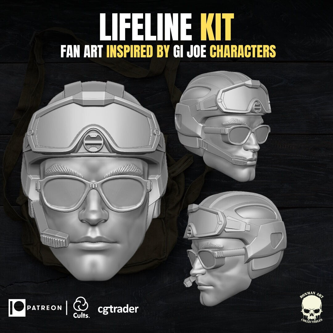 GI Joe Lifeline Medic kit, head, stretcher and case GI Joe Classified 1/12 scal