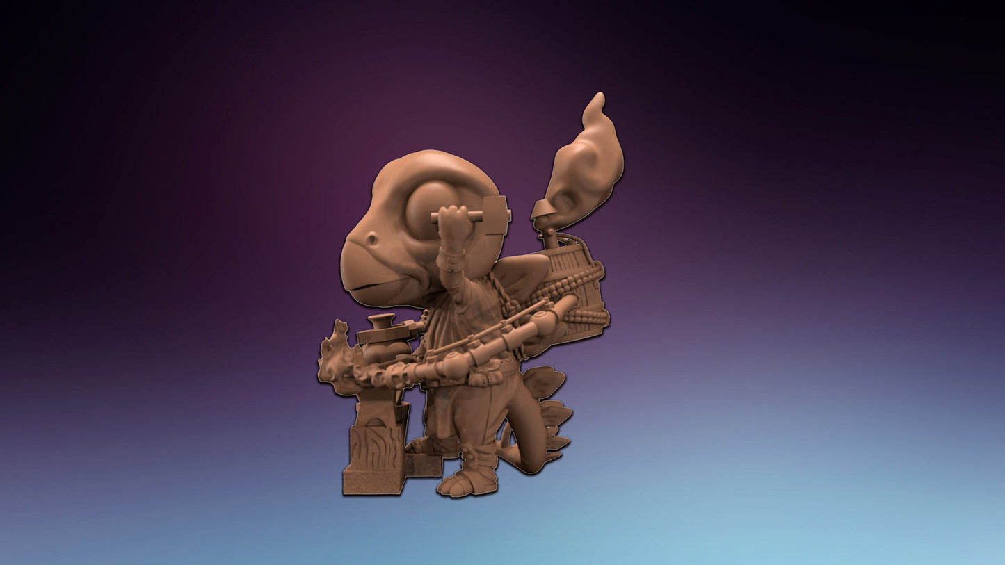 HeroQuest Stegosaurus Dino Artificer - Miniatures Unpainted 28mm/32mm Dungeons