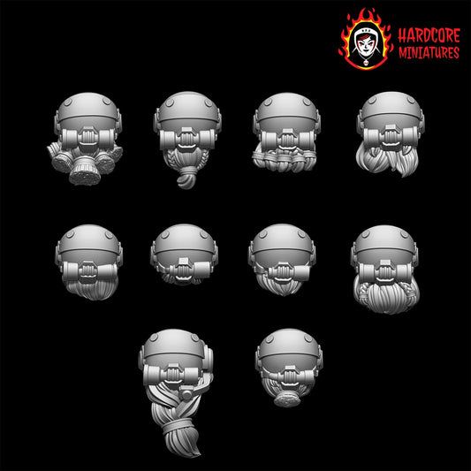 Space Dwarves Veterans gas mask Heads 28mm army builder set 1 3d printed minis