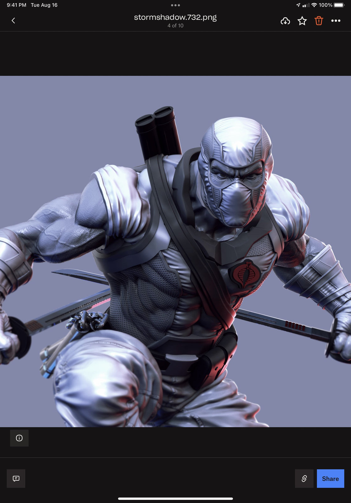 Storm Shadow GI Joe Classified 1/12 scale head unpainted modern ninja mezco leg