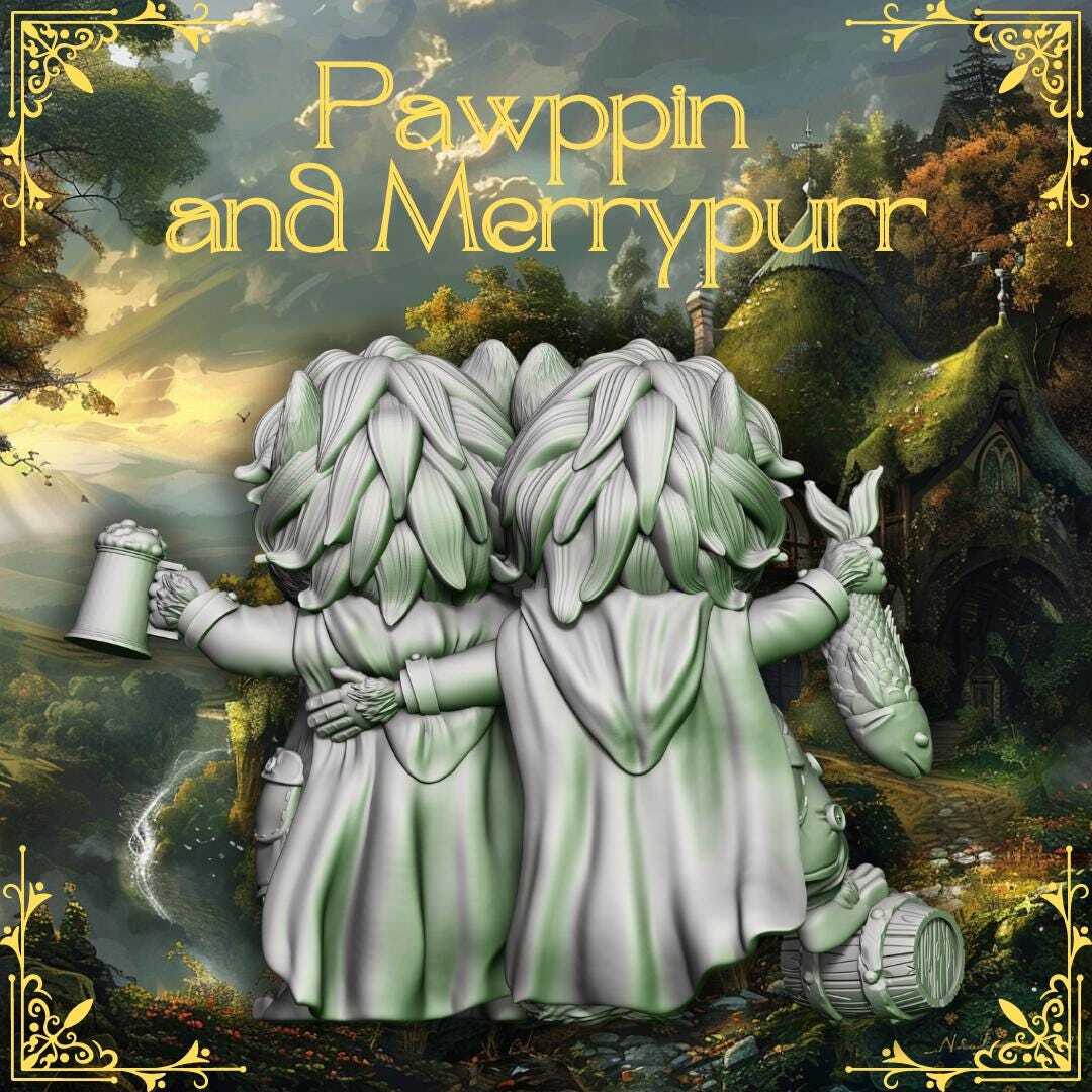 Lord of the Cats -- pawpping and merrypurr |45mm Mini |LOTR Pippin and Merry|
