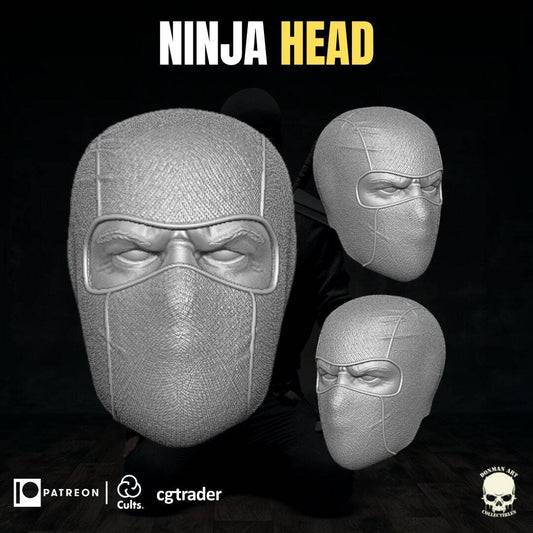 Ninja Head for 6 inch action figures GI Joe Classified, mezco, neca, black seri