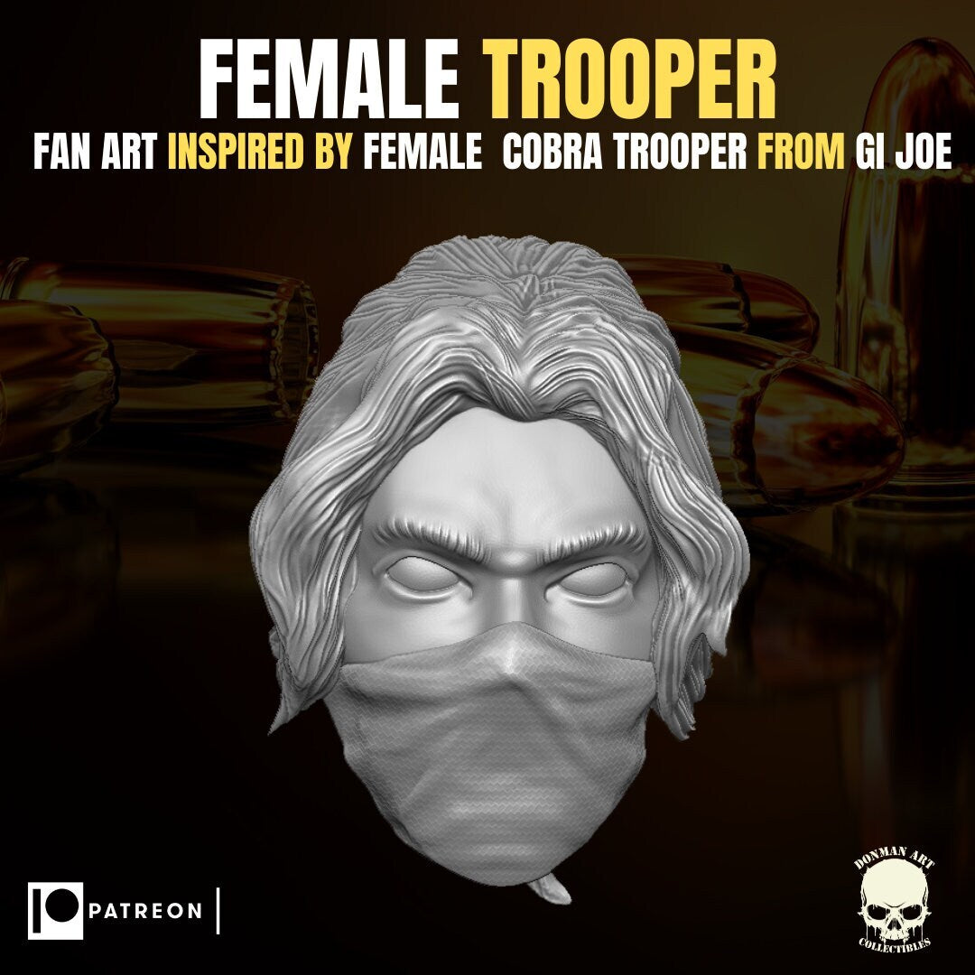 female Cobra trooper head, trooper builder, GI Joe Classified 1/12 scale head u