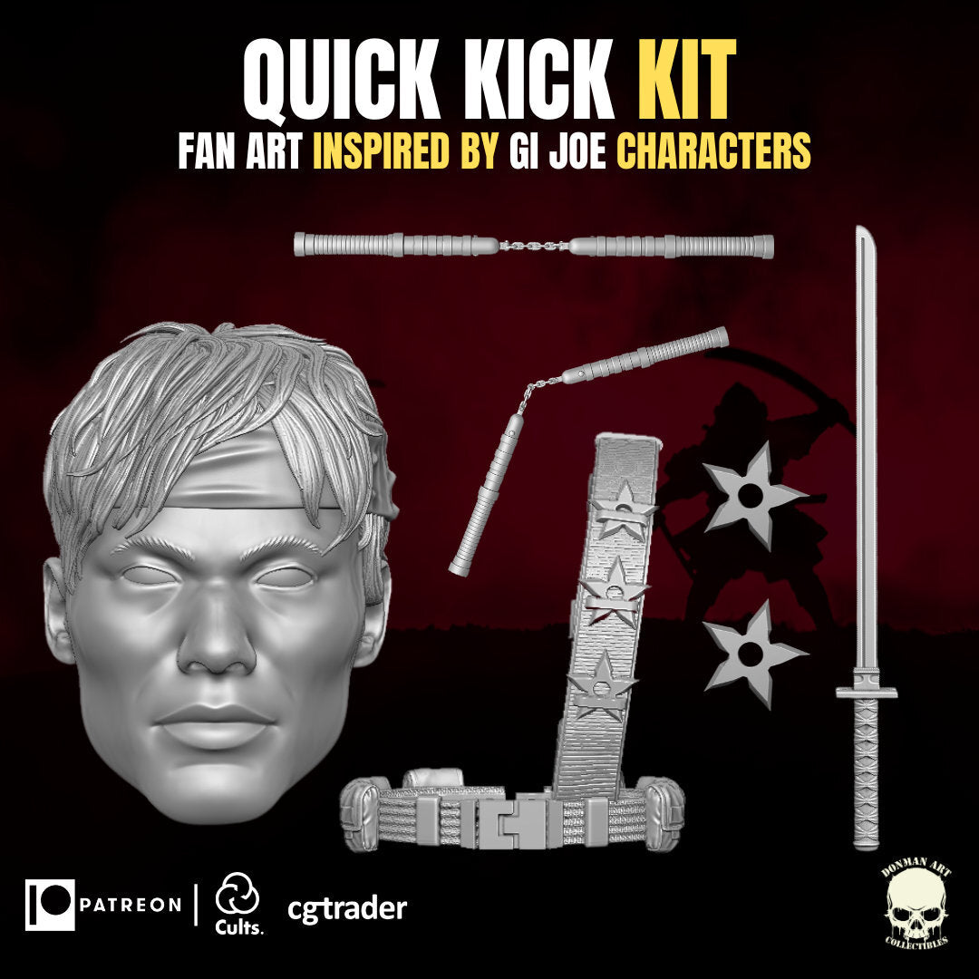 GI Joe Quick Kick kit, head sculpt and weapons GI Joe Classified 1/12 scale hea