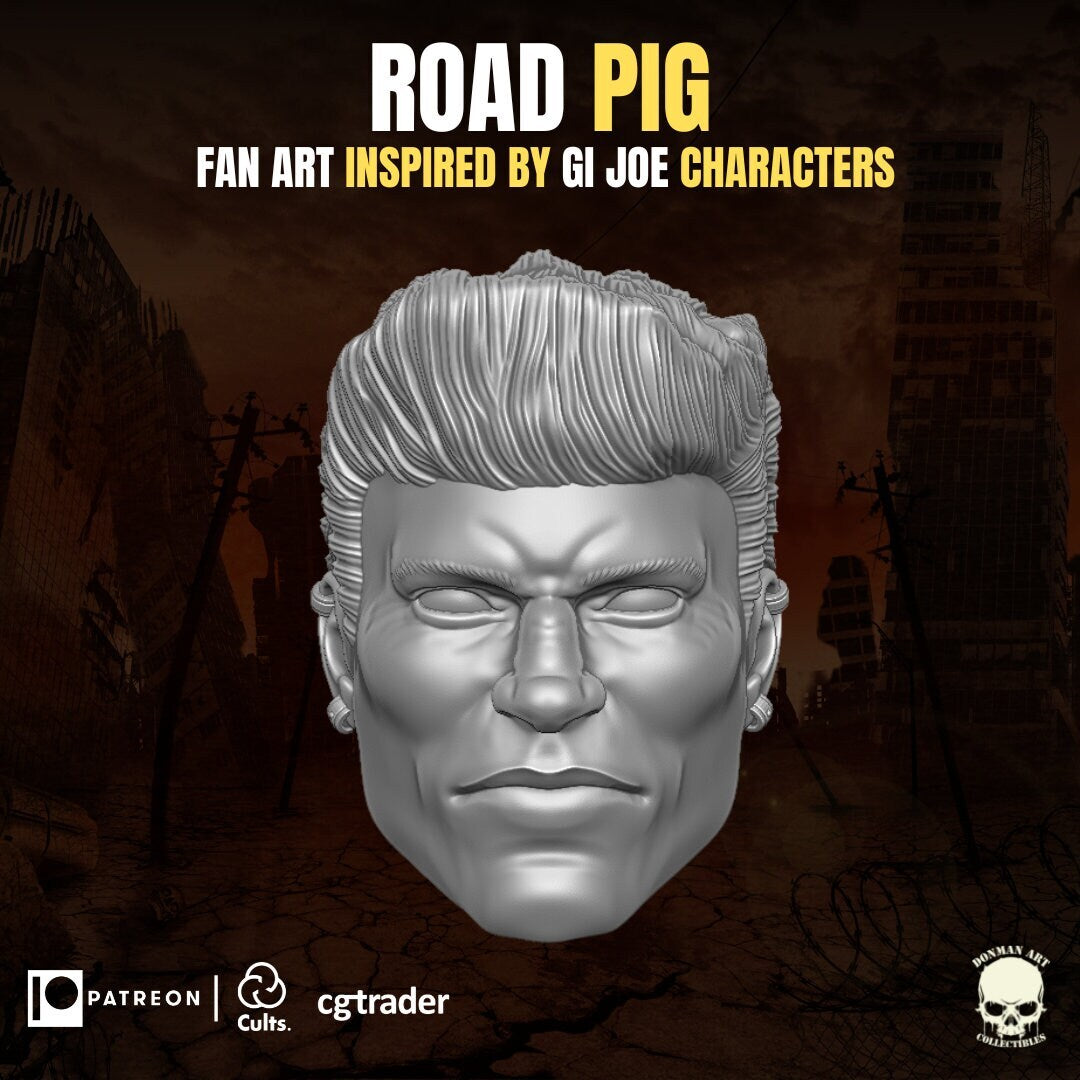 Road Pig head GI Joe Classified 1/12 scale head unpainted 1:12 mezco, marvel le
