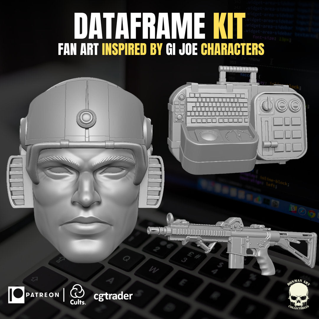 GI Joe DataFrame kit, head sculpt GI Joe Classified 1/12 scale head unpainted 1